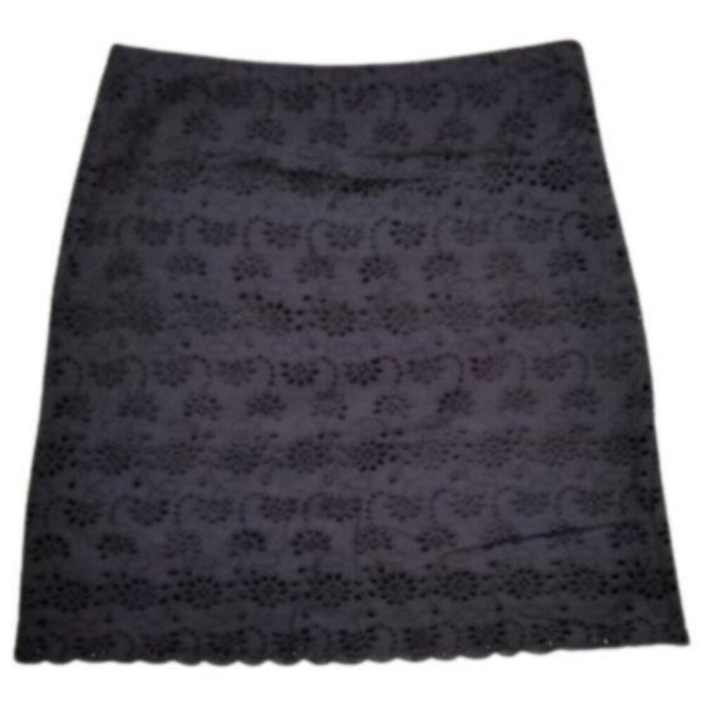 J. Crew Black Eyelet Scallop Hem Skirt